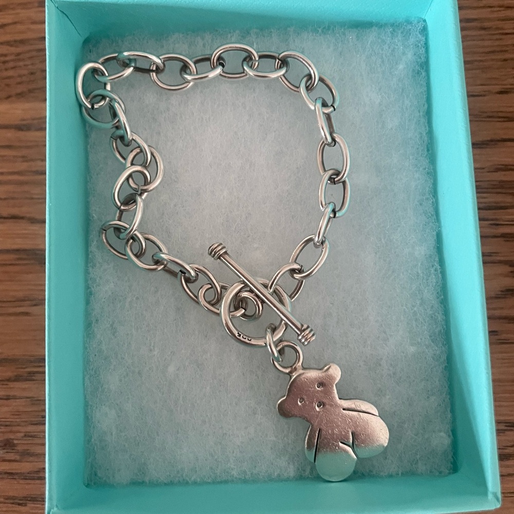 Vintage Tous Silver Bracelet with Bear Charm